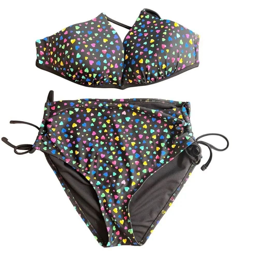 Salt & Cove Confetti Hearts Printed High-Waist Bikini